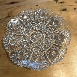 Beautiful Vintage Small Cut Glass Dish, 7” Round , EC